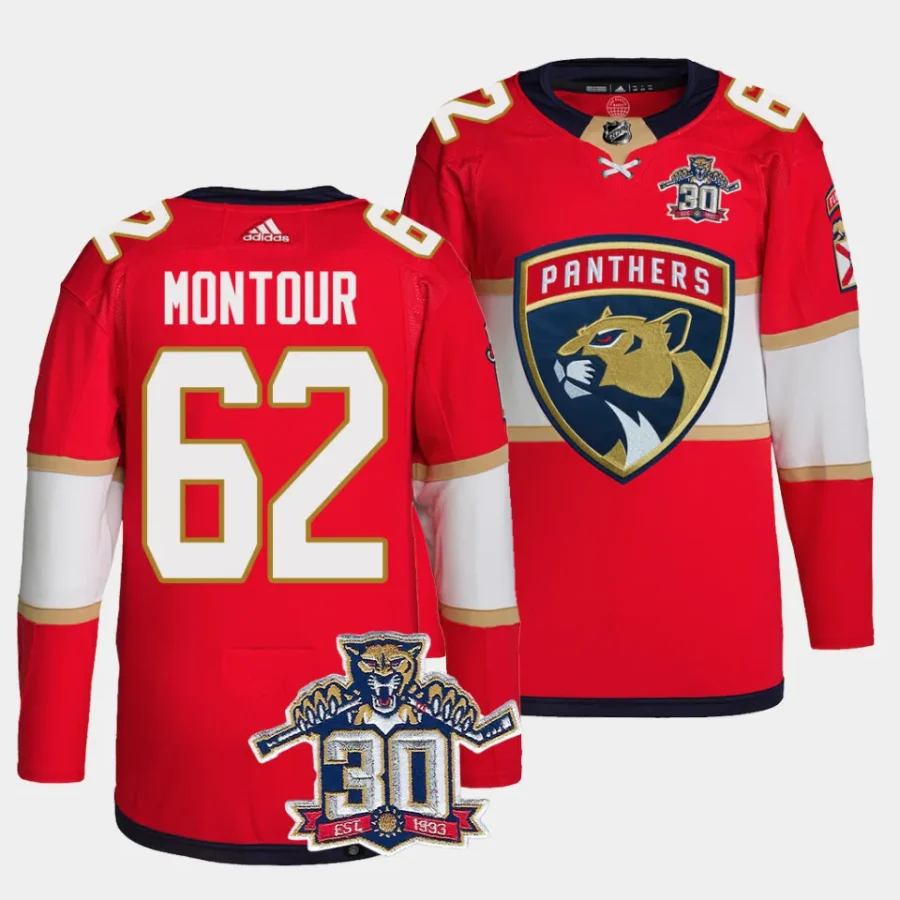 brandon montour panthers red 30th anniversary authentic home primegreenjersey