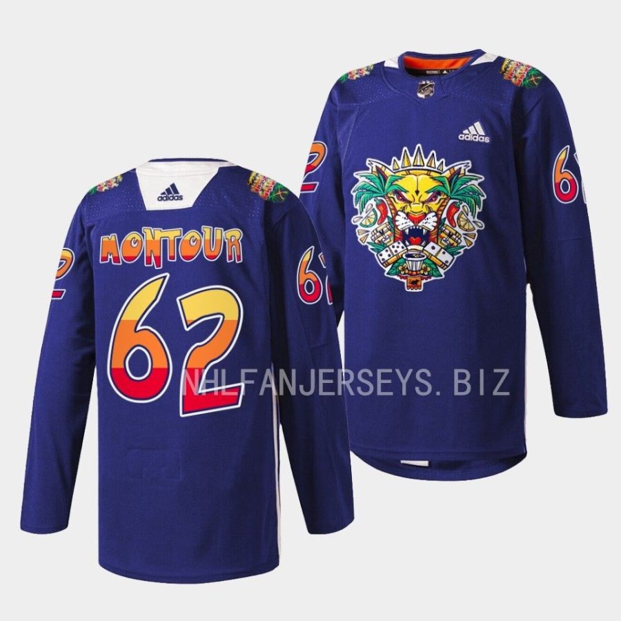 brandon montour panthers warmups 2023vamos gatos navy jersey