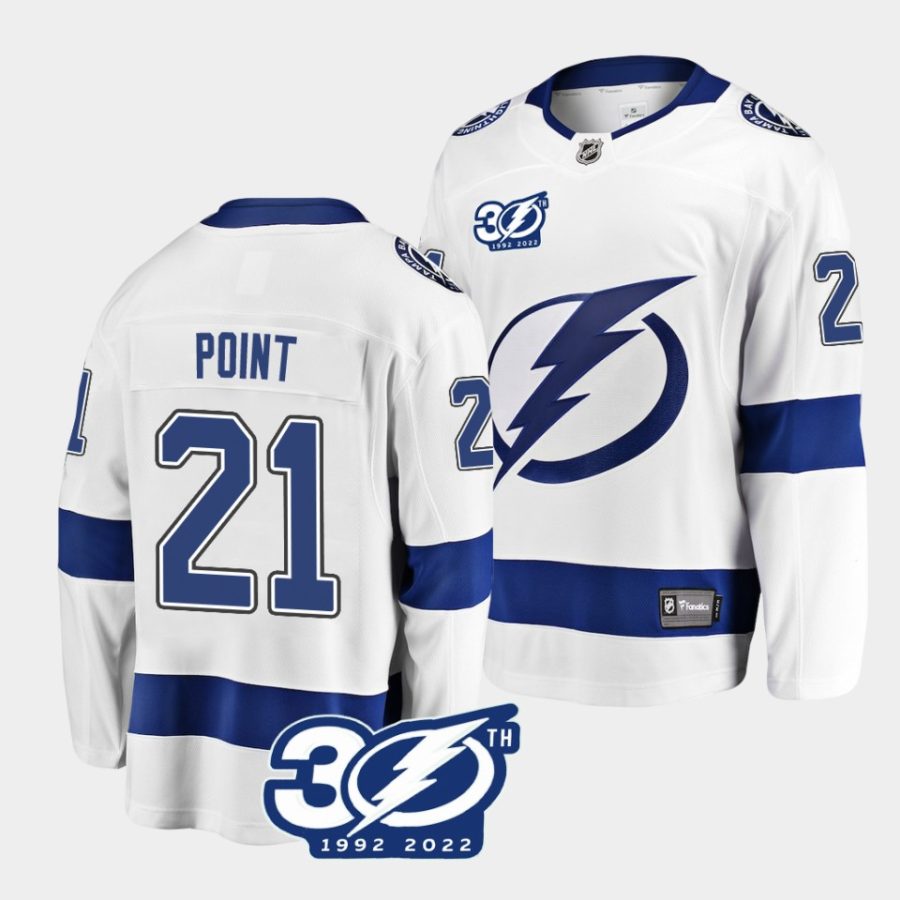 brayden point lightning white 30th anniversary away jersey