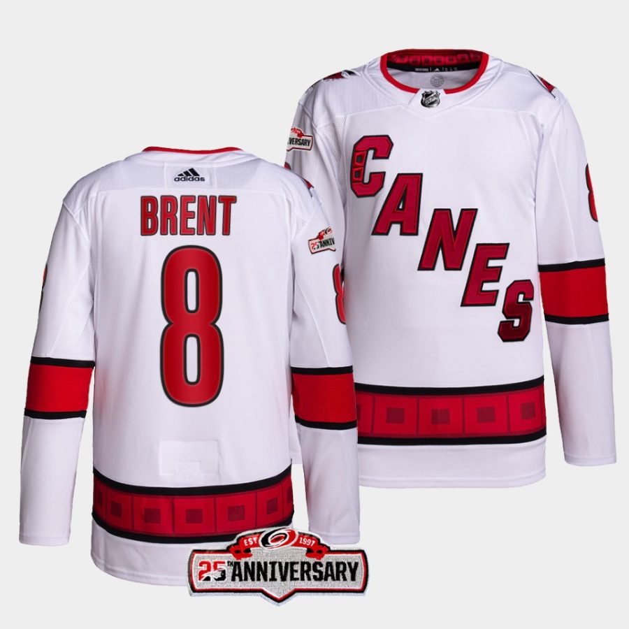 brent burns hurricanes white authentic away 25th anniversary jersey