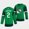 brian leetch rangers 2020 st. patricks day green jersey