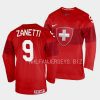 brian zanetti switzerland 2023 iihf world junior championship red jersey