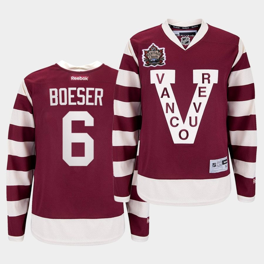 brock boeser canucks burgundy heritage classic millionaires jersey