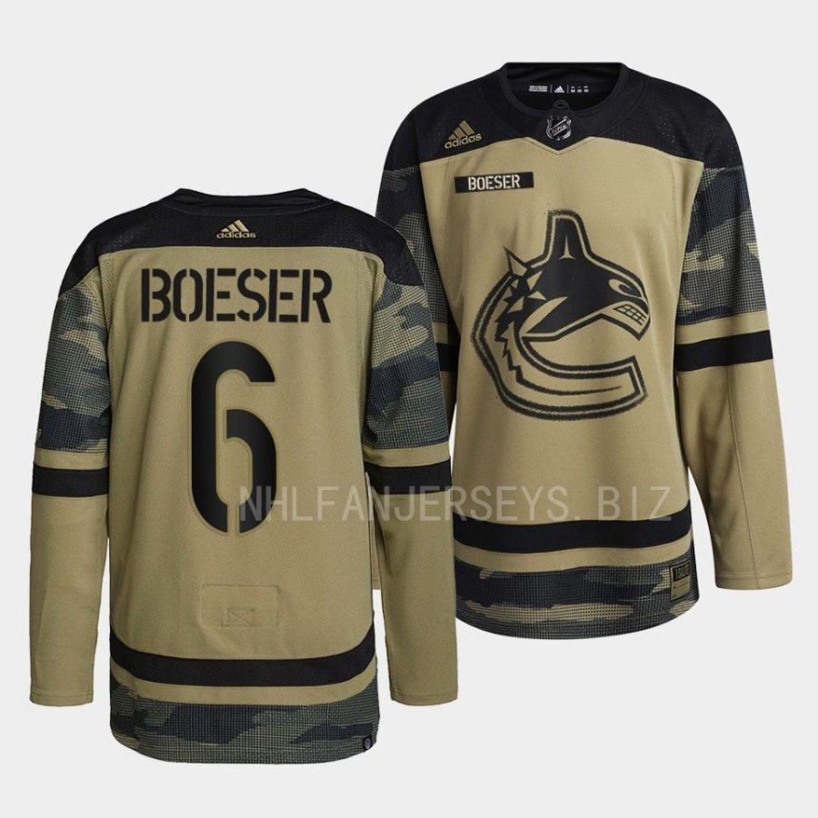 brock boeser canucks green 2022 armed forces camo warm up jersey