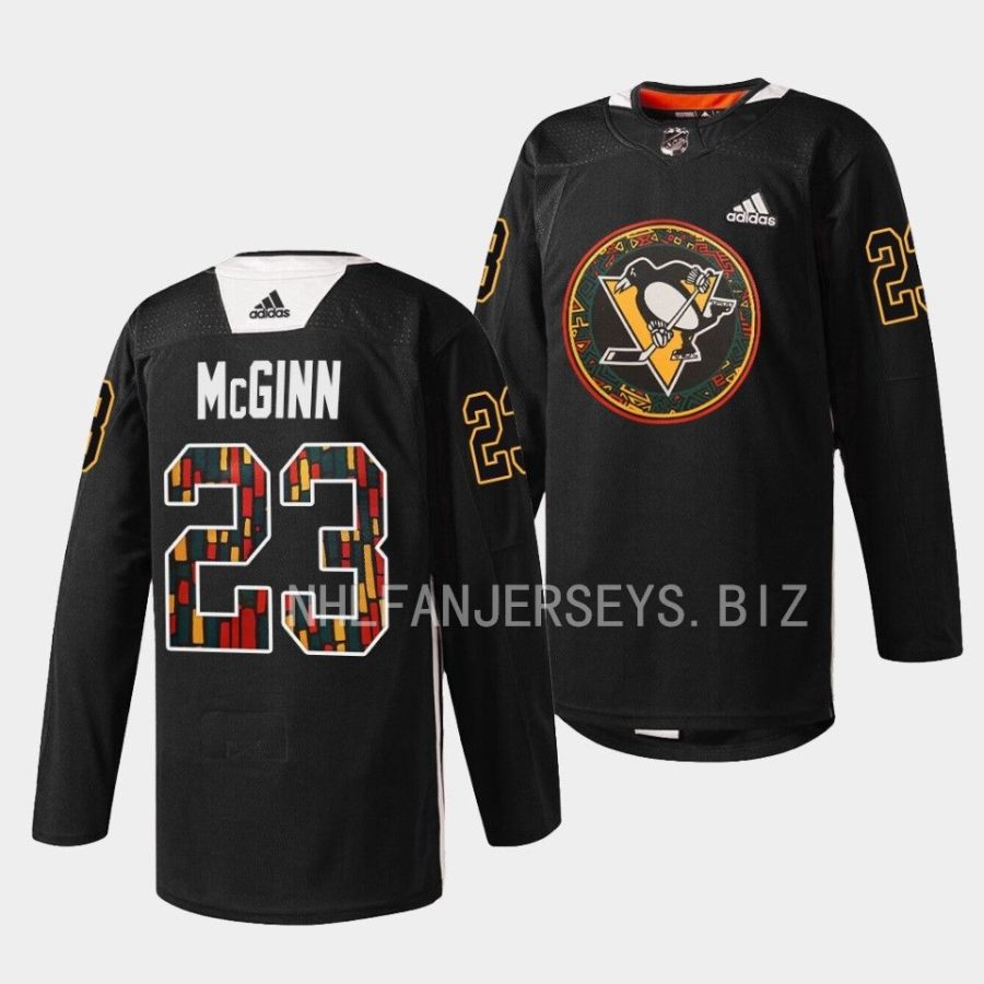 brock mcginn penguins warmup 2023black hockey history black jersey