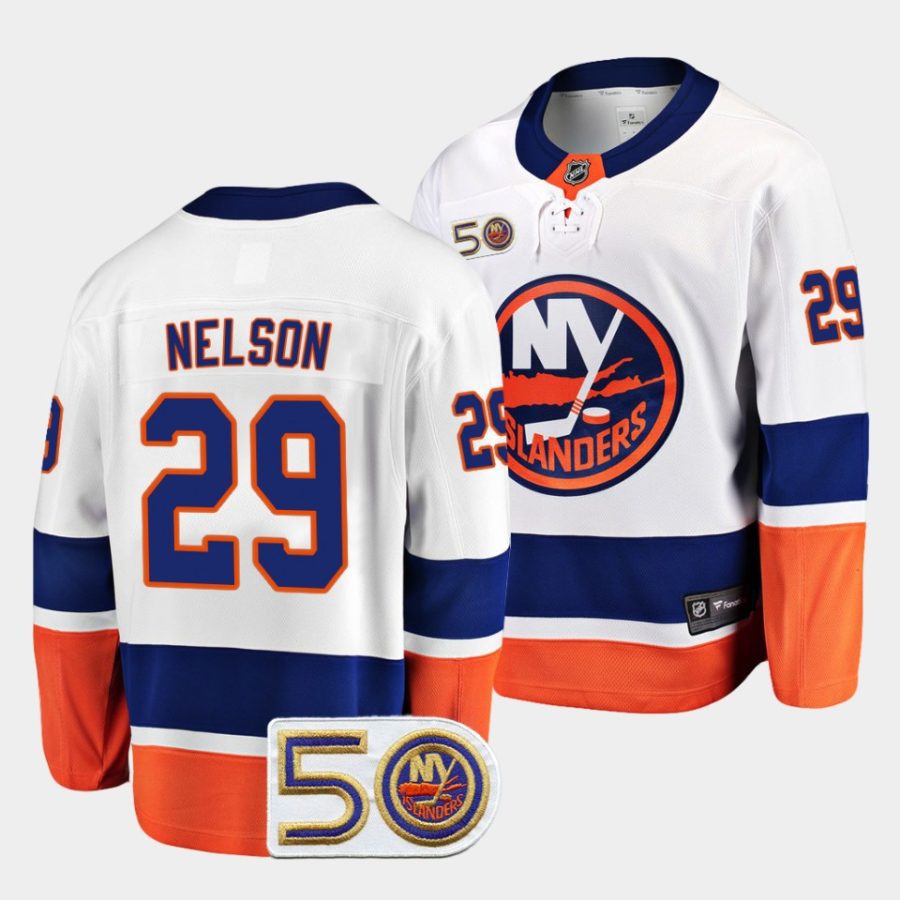 brock nelson islanders white 50th anniversary away jersey