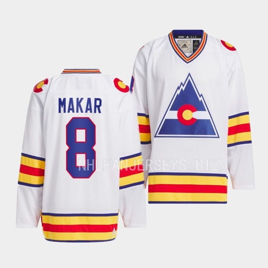 cale makar colorado rockies white team classic 1977 hockey jersey