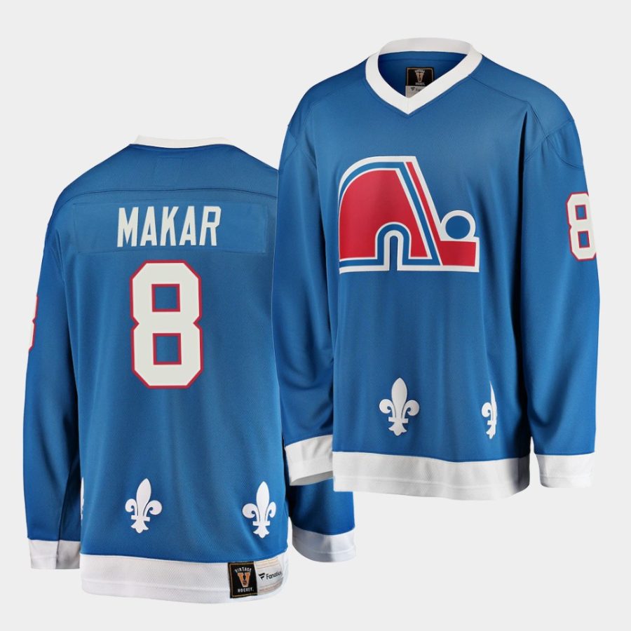 cale makar quebec nordiques heritage vintage blue jersey