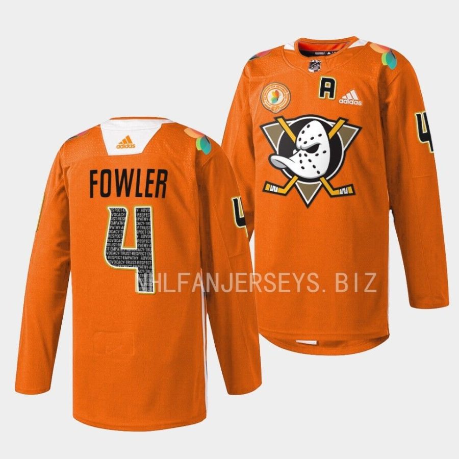 cam fowler ducks orange 2023orangewood warmup jersey