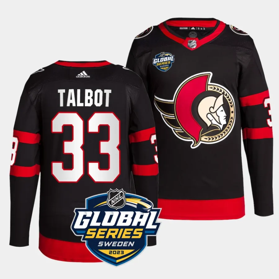 cam talbot senators black 2023 nhl global series sweden authentic jersey