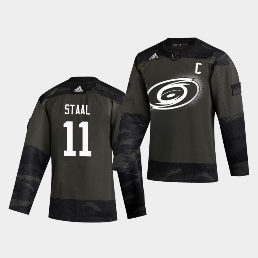 camo carolina hurricanes sideline jordan staal jersey