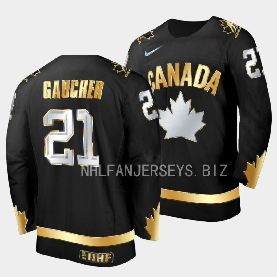 canada 20x iihf world junior gold nathan gaucher black jersey