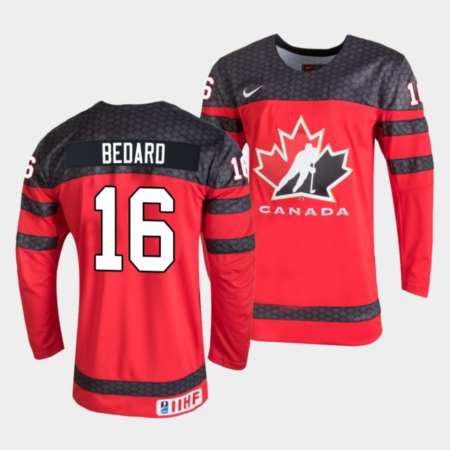 canada connor bedard 2022 iihf world junior championship red away jersey