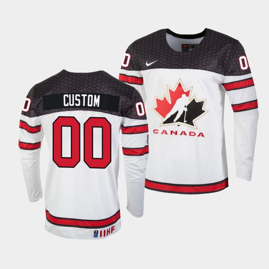 canada custom 2022 iihf world junior championship white home jersey 0