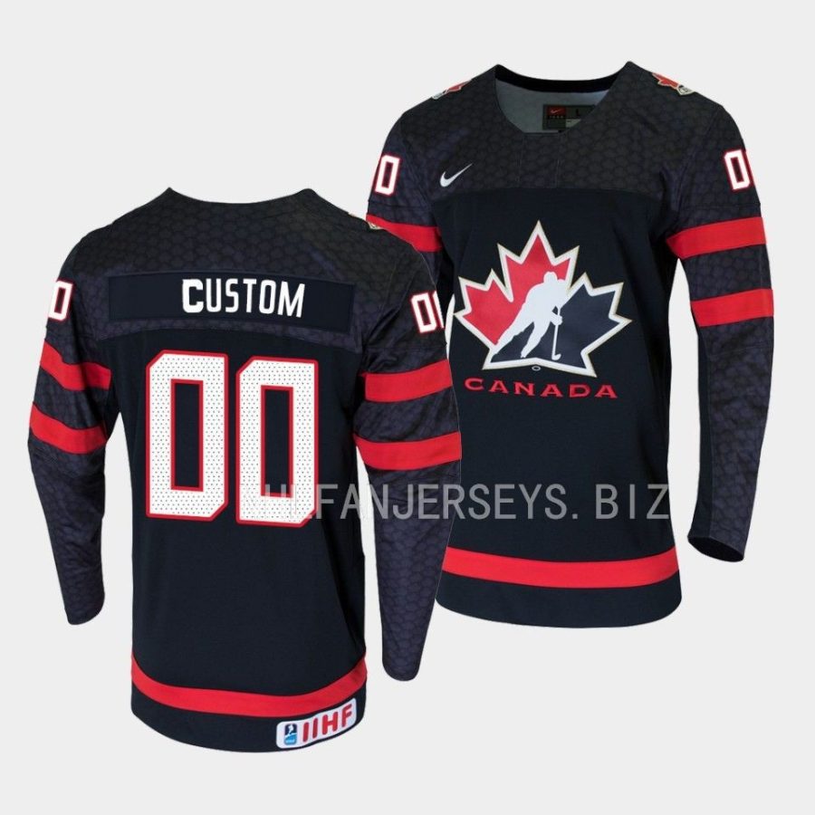 canada custom 2023 iihf world junior champions black jersey