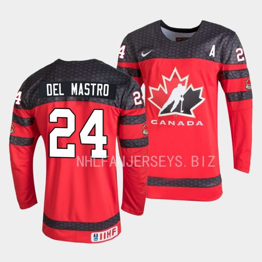 canada ethan del mastro 2023 iihf world junior championship red jersey