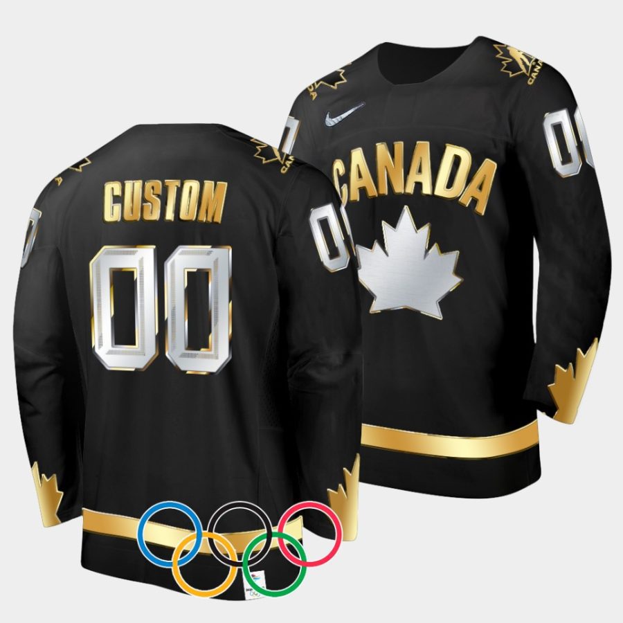 canada hockey custom 2022 winter olympic champions black gold winner jersey