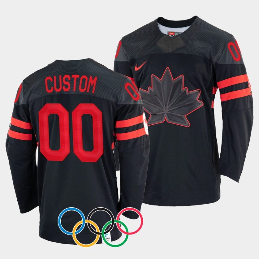 canada hockey custom 2022 winter olympics black jersey