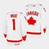 canada hockey thomas milic 2023 iihf wjc white one leaf jersey