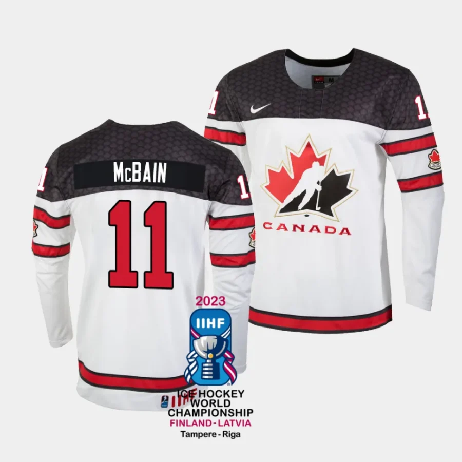 canada jack mcbain 2023 iihf world championship white home jersey