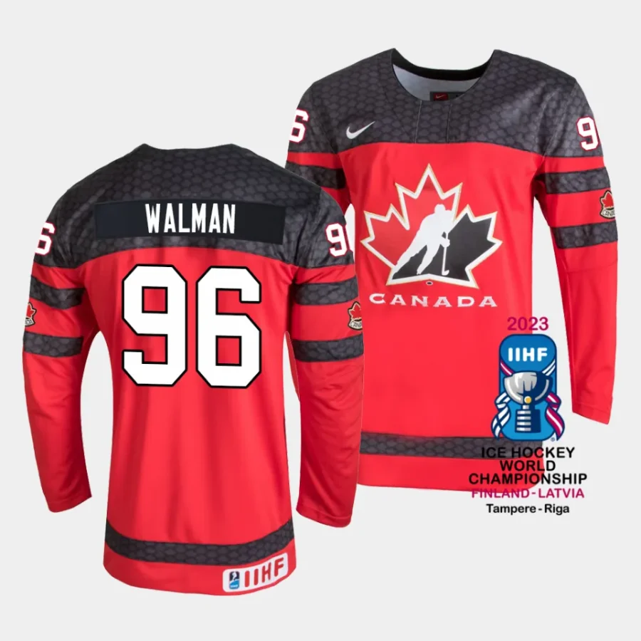 canada jake walman 2023 iihf world championship red away jersey