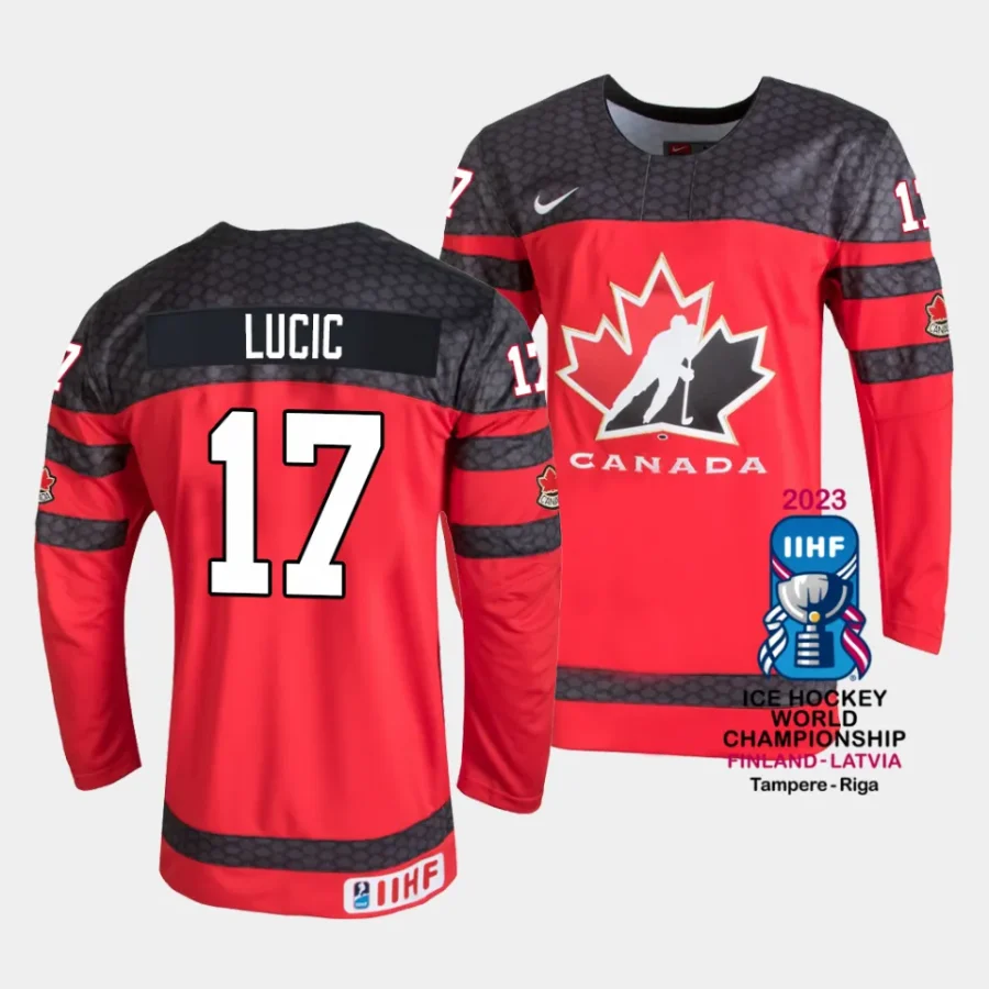 canada milan lucic 2023 iihf world championship red away jersey