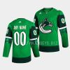 canucks custom primegreen authentic green 2023 st. patricks day jersey