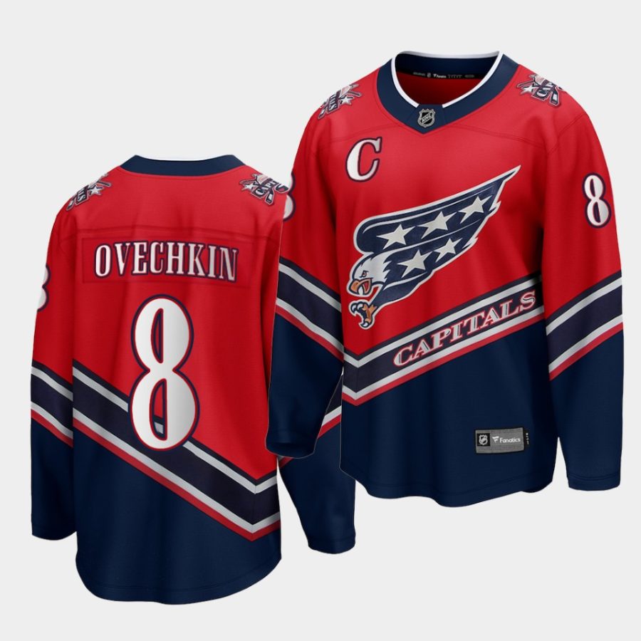 capitals alexander ovechkin red 2021 reverse retro men jersey