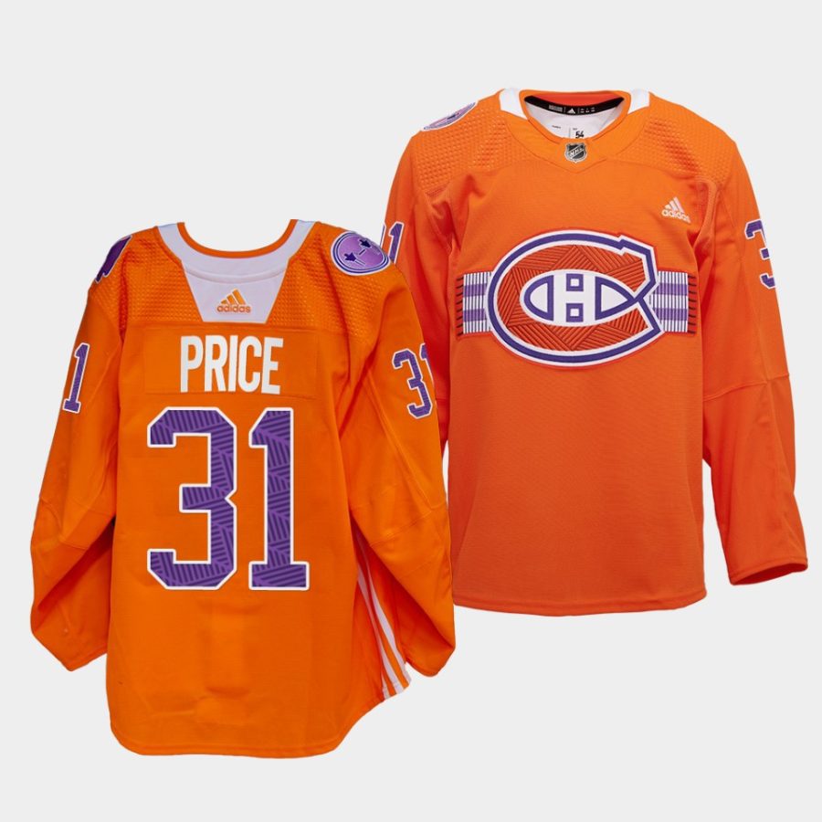 carey price les canadiens orange indigenous celebration night warmup jersey