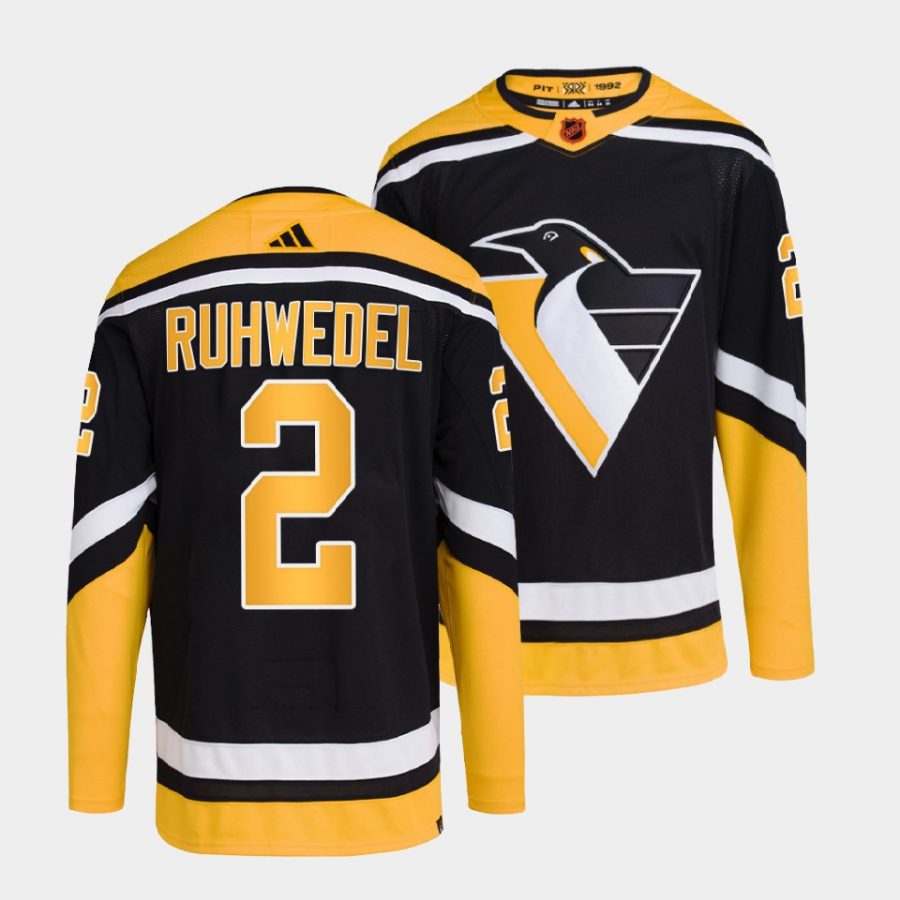 chad ruhwedel penguins black 2022reverse retro 2.0 authentic primegreen jersey