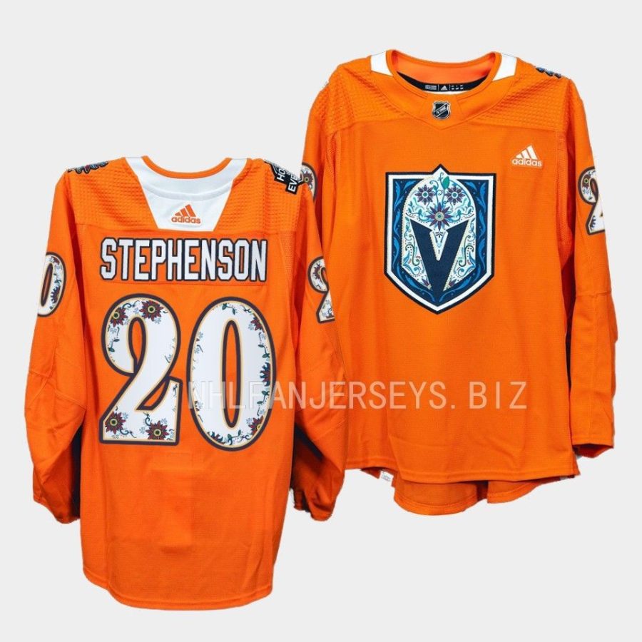 chandler stephenson golden knights warmups 2022hispanic heritage night orange jersey