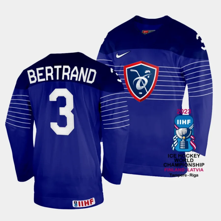 charles bertrand france 2023 iihf world championship away blue jersey