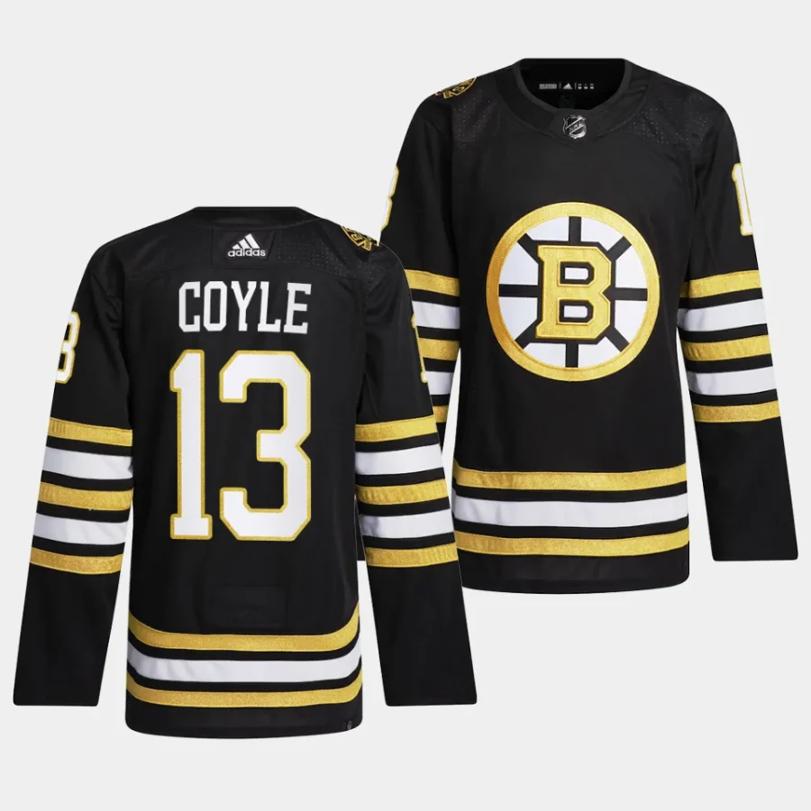 charlie coyle bruins black 2023 24100th anniversary primegreen jersey