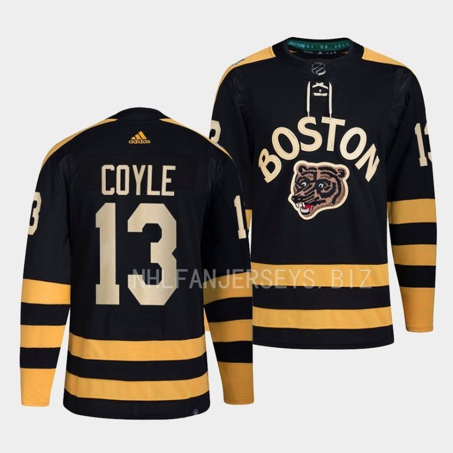 charlie coyle bruins black 2023 winter classic primegreen jersey