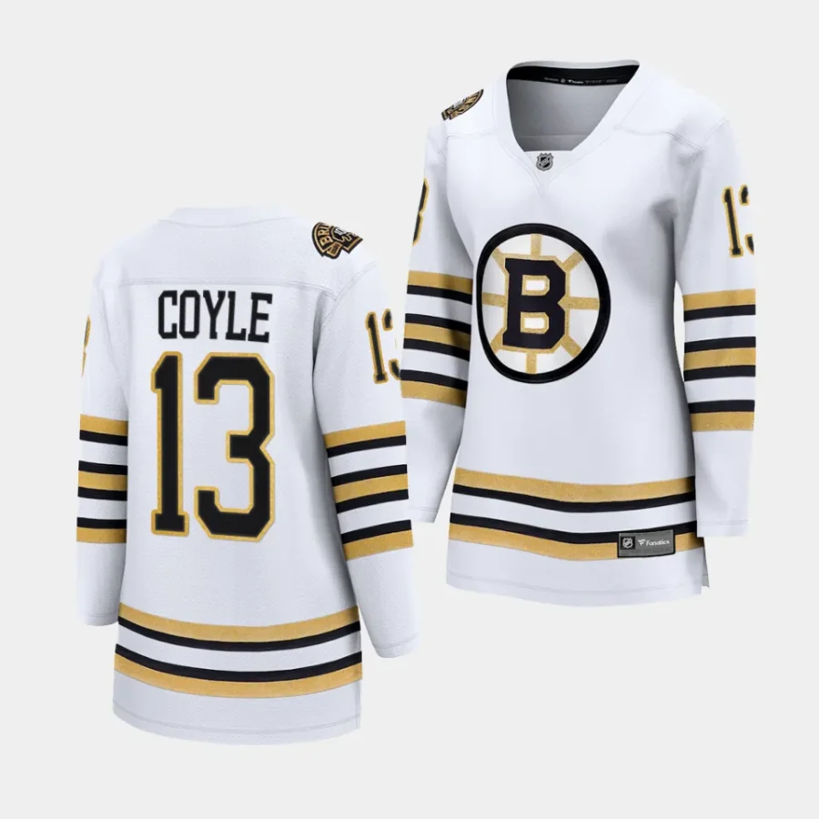 charlie coyle bruins white 100th anniversary women jerseys