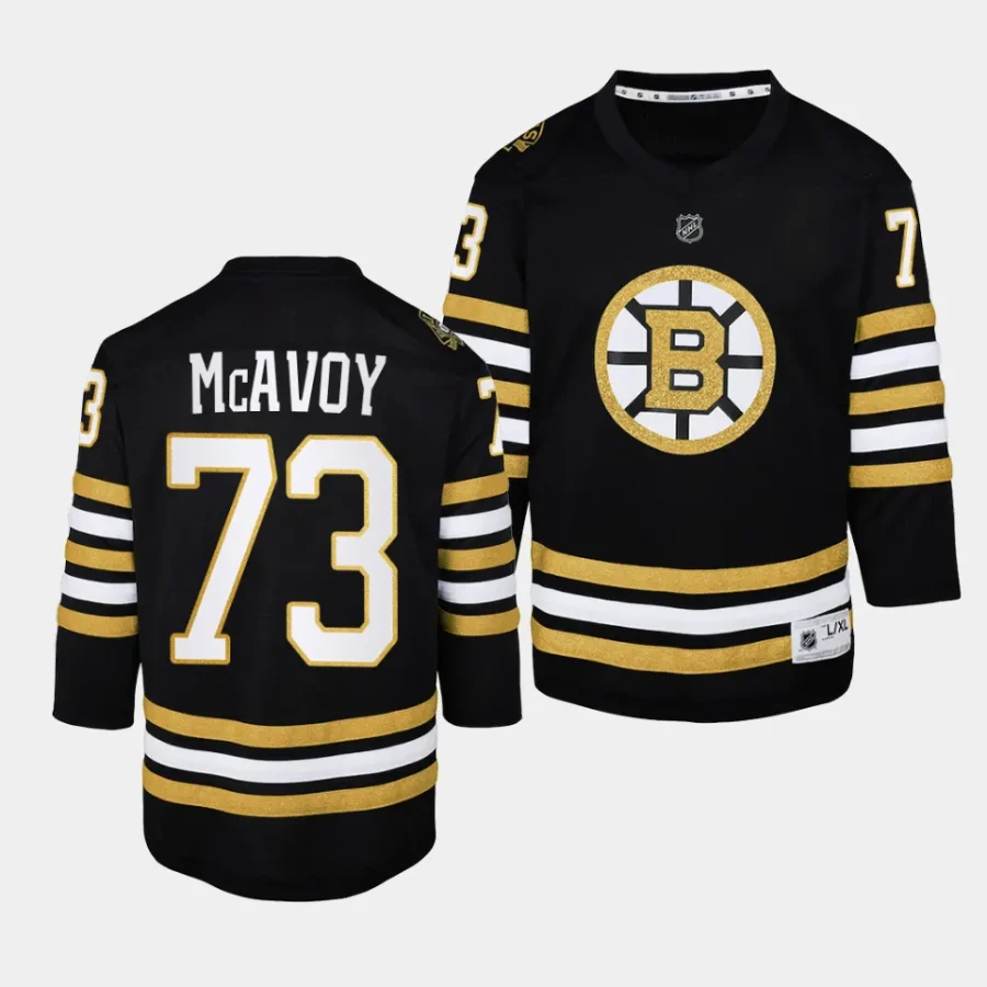 charlie mcavoy bruins 2023 24100th anniversary youth blackpremier jersey