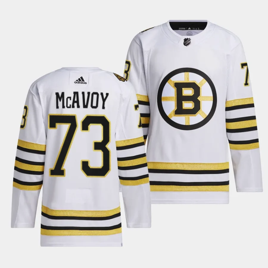 charlie mcavoy bruins white 2023 24100th anniversary primegreen authentic playerjersey