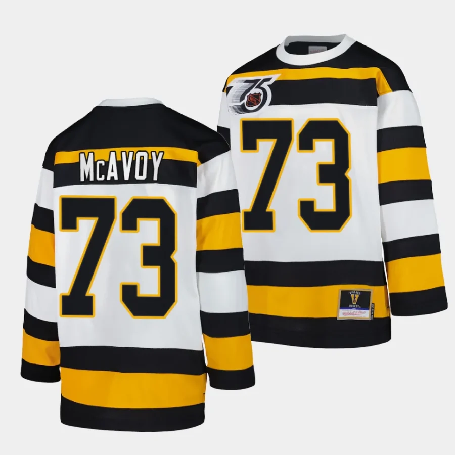 charlie mcavoy bruins white blue line 1991 throwback jersey