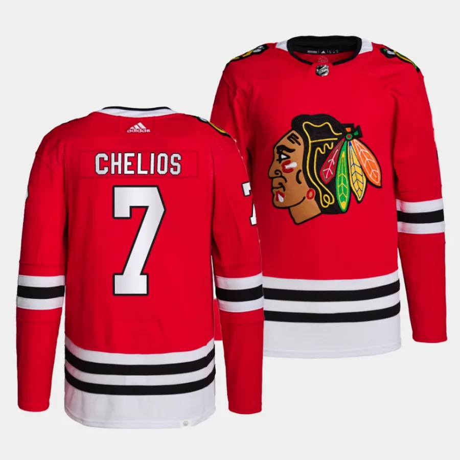 chris chelios blackhawks red home authentic pro jersey