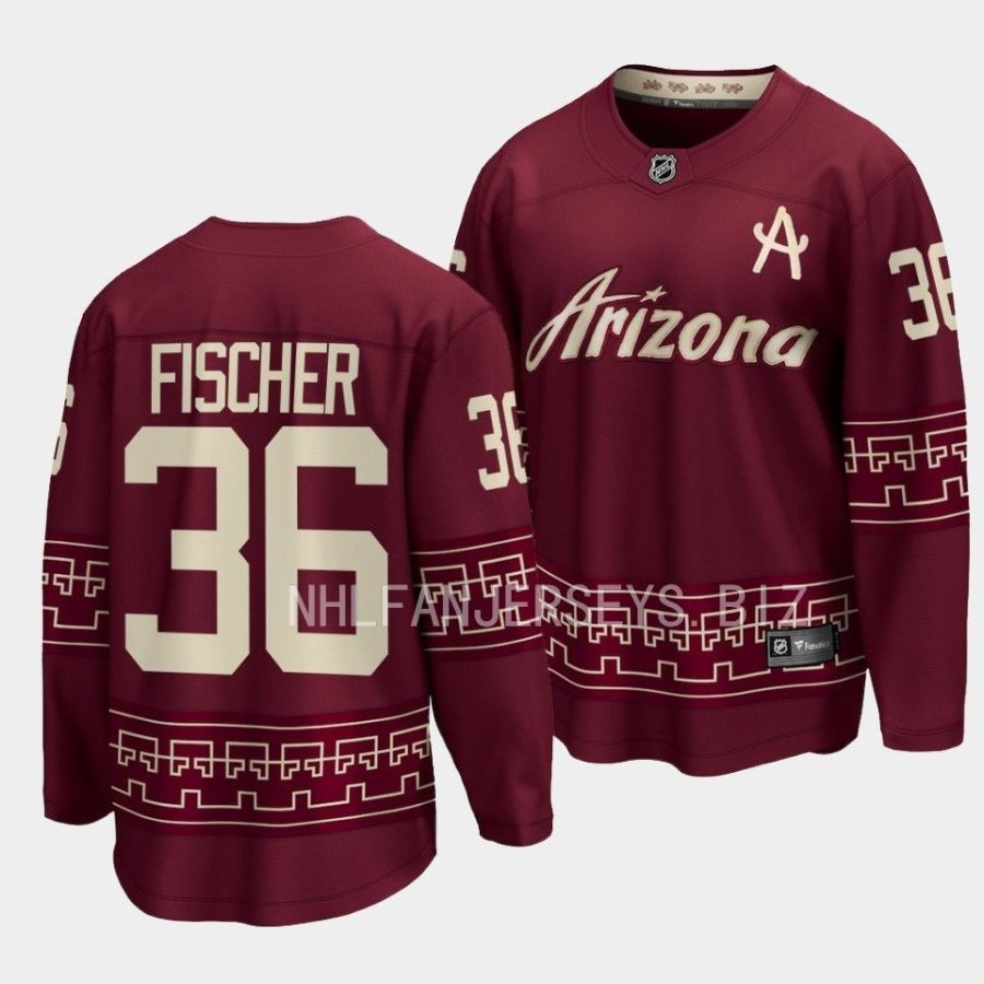 christian fischer coyotes garnet 2022 23desert night alternate premier breakaway jersey