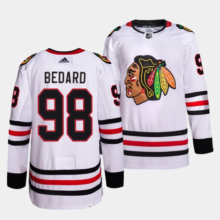 connor bedard blackhawks white 2023 nhl draft authentic away jersey