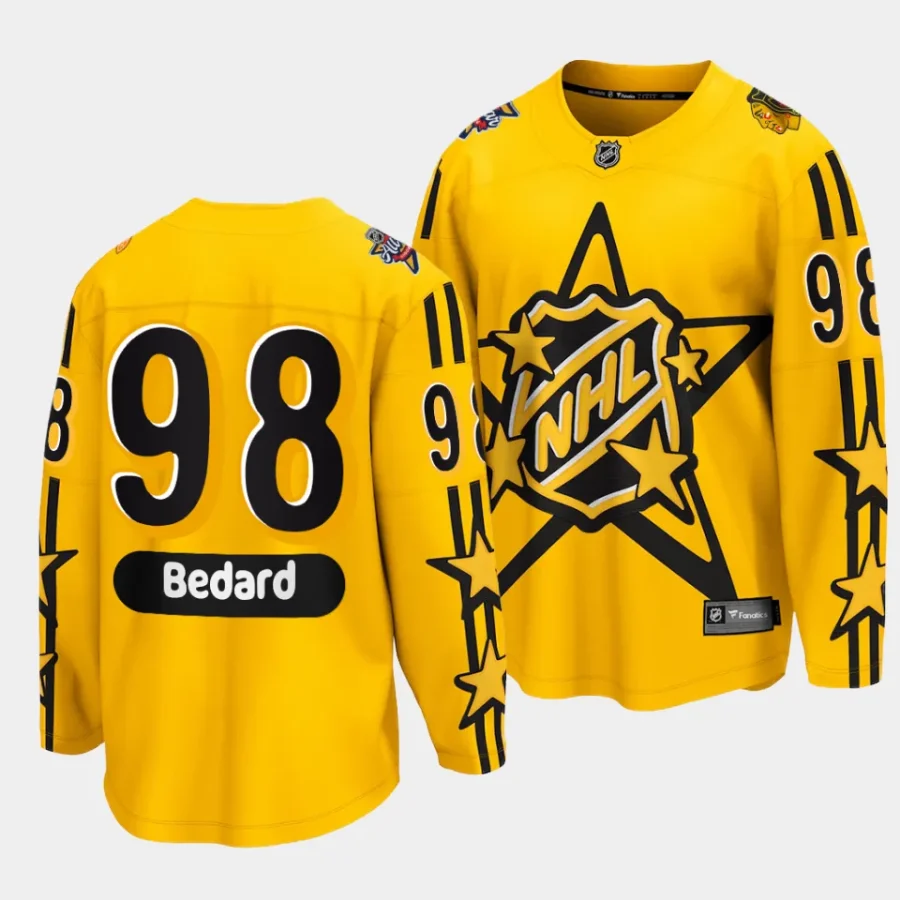 connor bedard blackhawks yellow 2024 nhl all star game breakaway jersey