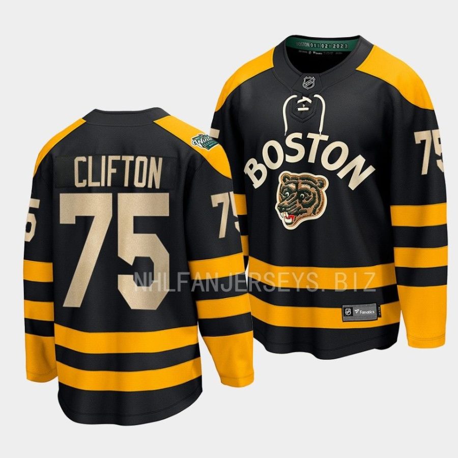 connor clifton bruins black 2023 winter classic breakaway jersey