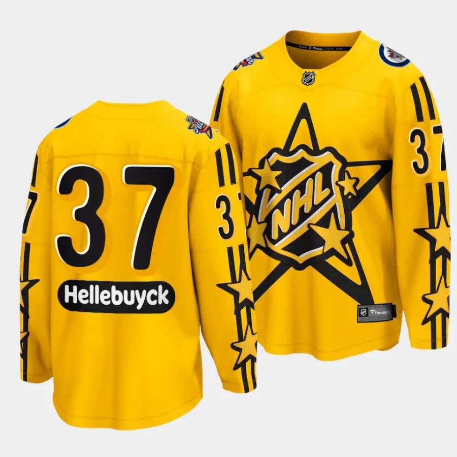 connor hellebuyck jets yellow 2024 nhl all star game breakaway jersey