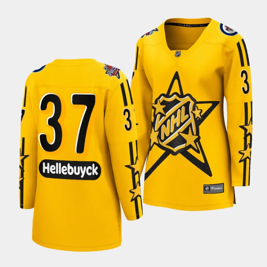 connor hellebuyck jets yellow 2024 nhl all star game women jerseys