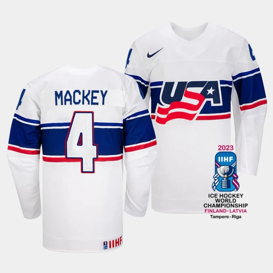 connor mackey usa 2023 iihf world championship home white jersey