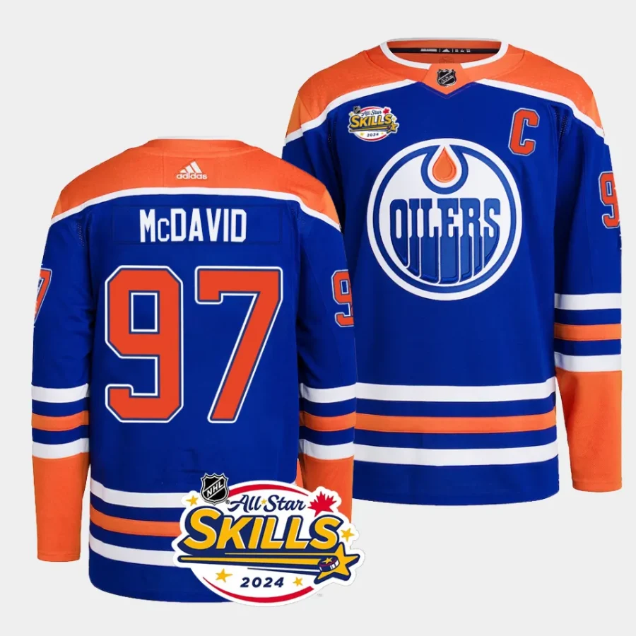 connor mcdavid oilers royal 2024 nhl all star skills authentic home jersey