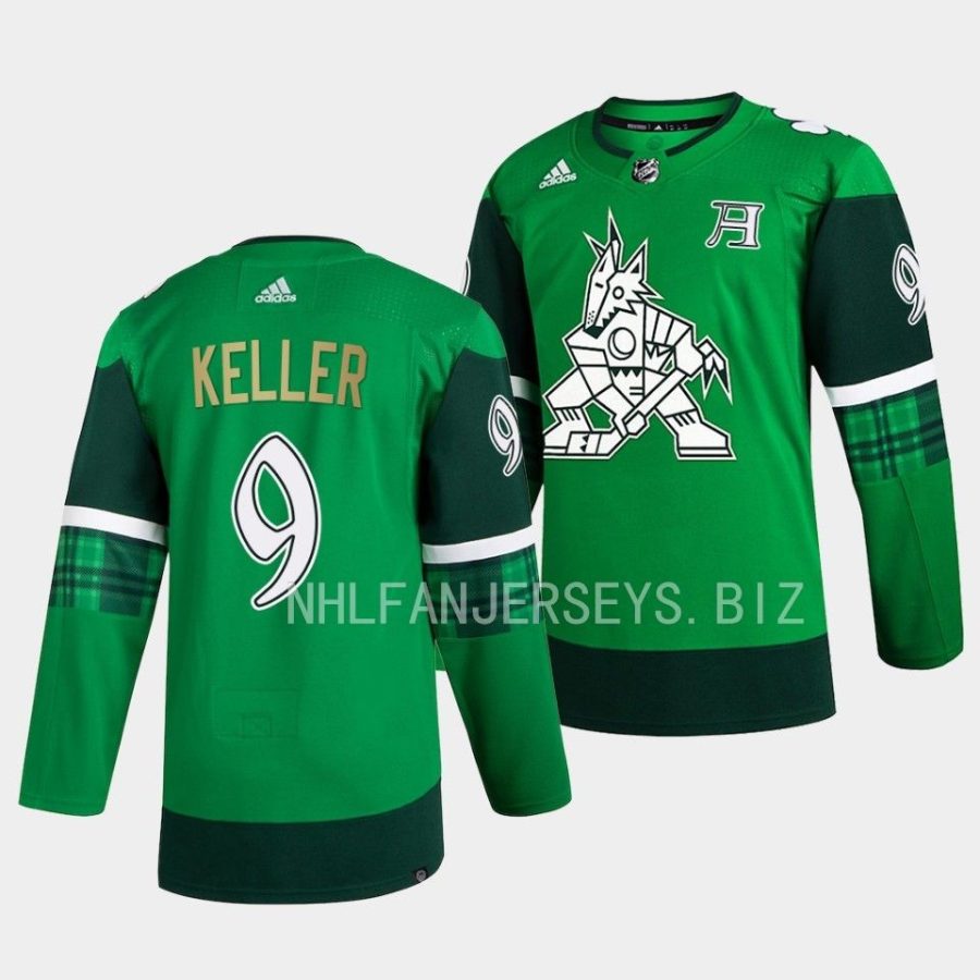 coyotes clayton keller primegreen authentic green 2023 st. patricks day jersey