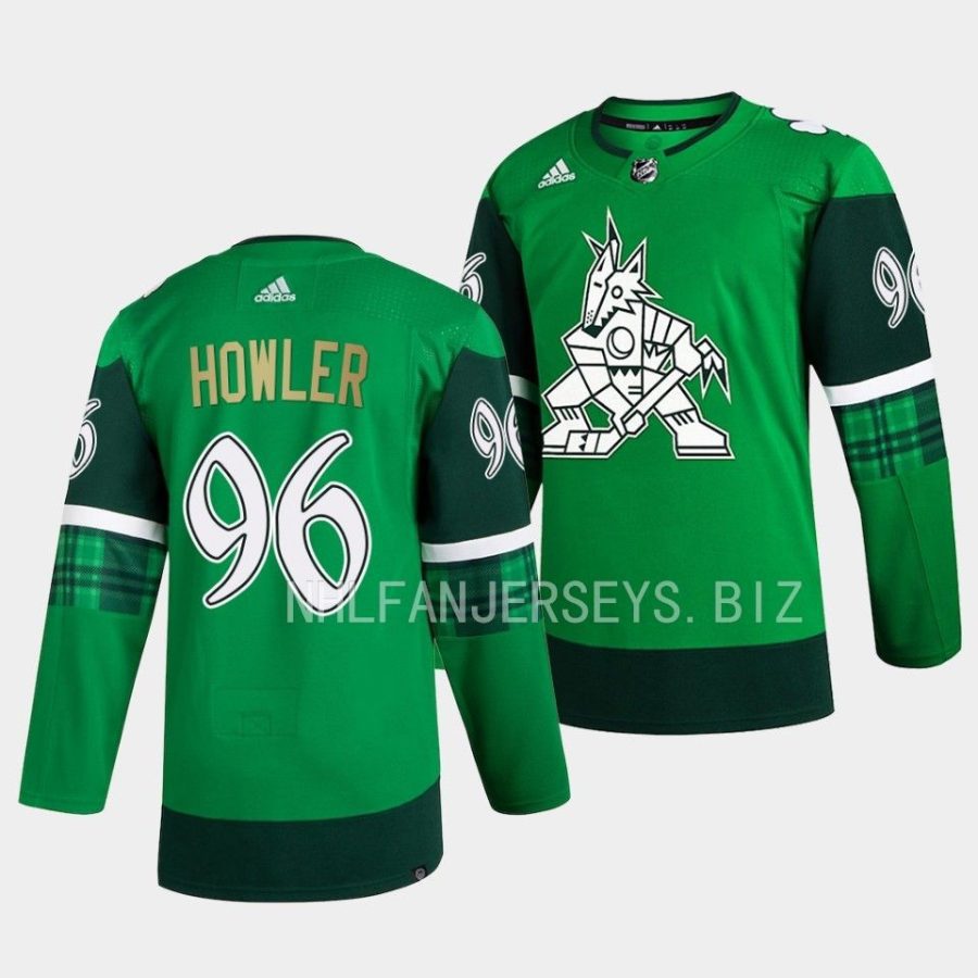 coyotes howler primegreen authentic green 2023 st. patricks day jersey