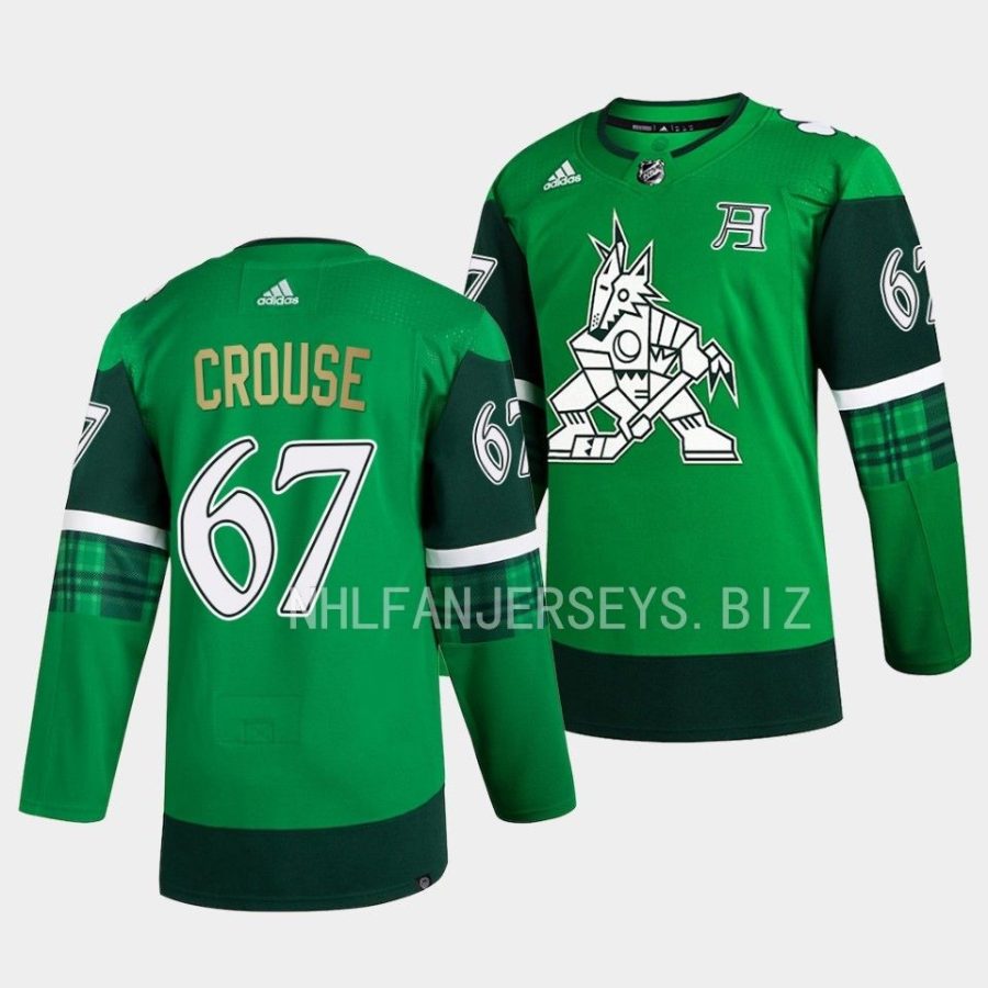 coyotes lawson crouse primegreen authentic green 2023 st. patricks day jersey